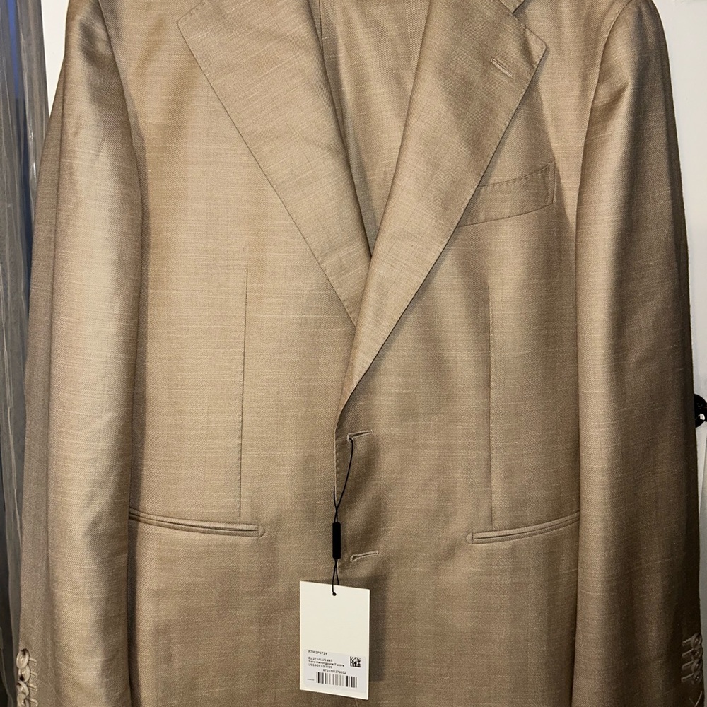 Men’s BRAND NEW SUITSUPPLY Sand Herringbone Havana Suit Sz 44S